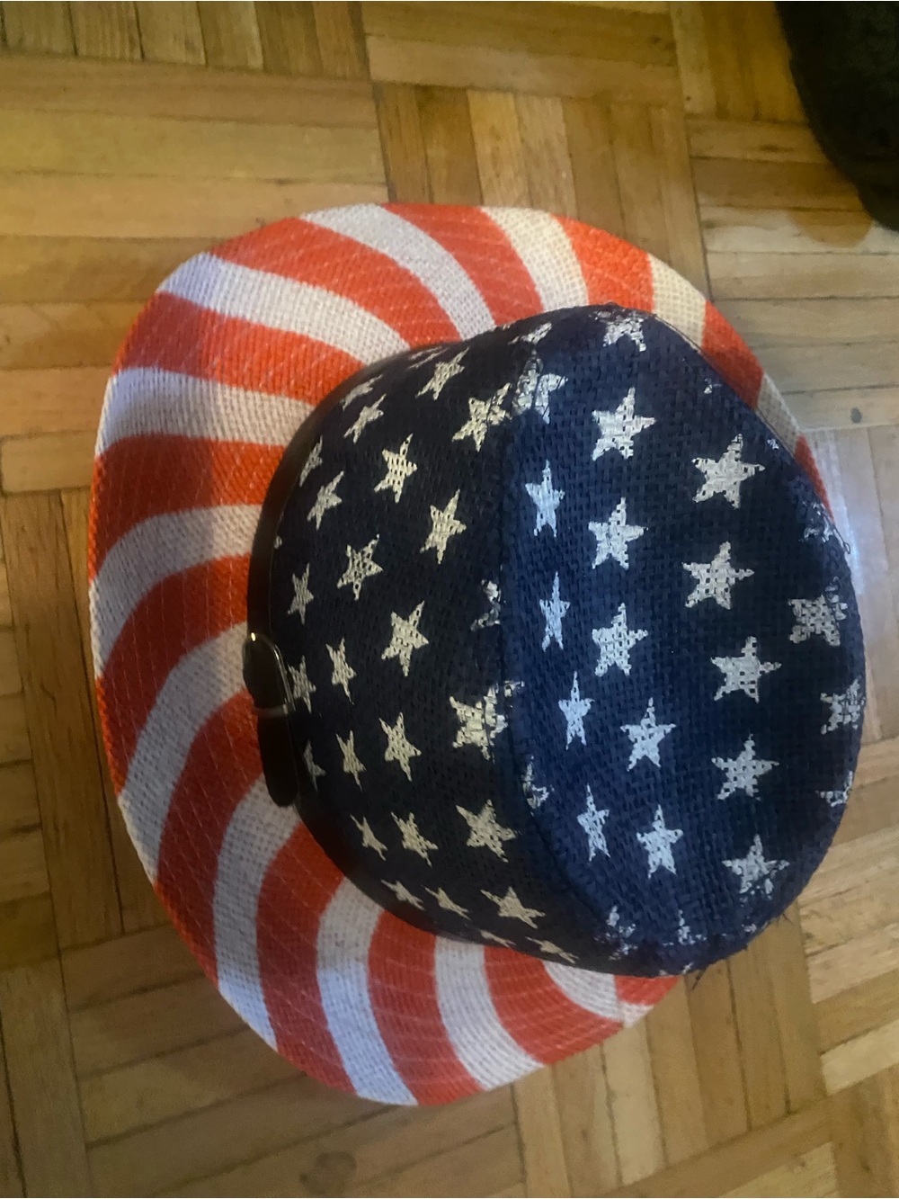 Blue Straw Fedora with Gold Star Print - Men's Accessory
